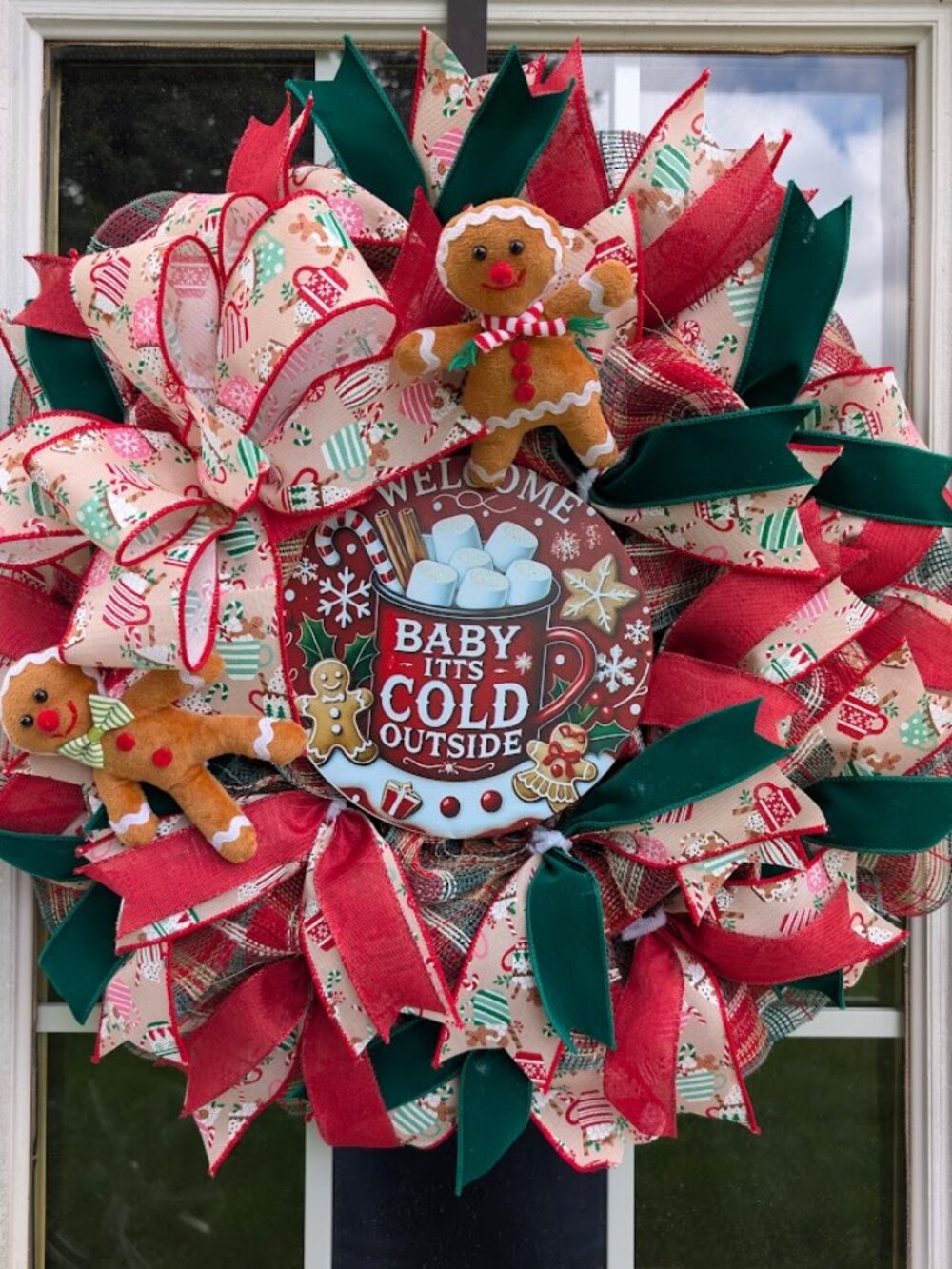 Christmas Gingerbread Man Wreath Welcome Baby It's Cold Outside Decor